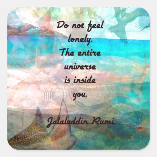 Rumi Inspiration Quote over het universum Vierkante Sticker (Voorkant)
