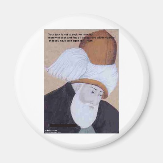 Rumi "Obstacles Van Liefde" Citaat Op Cadeaus T-sh Magneet (Voorkant)