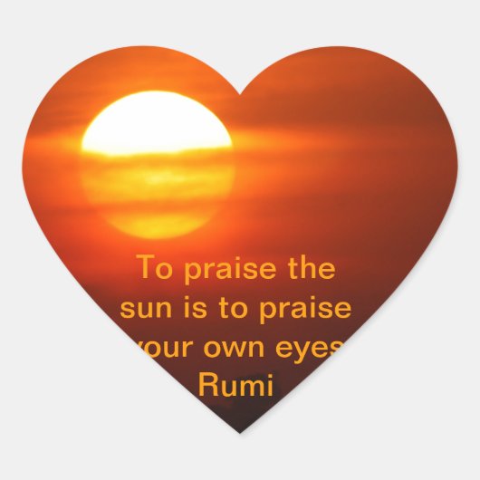Rumi Plaat de zon op Hart Sticker (Voorkant)