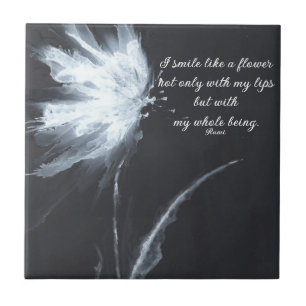 Rumi Quote Flower Black White Tegeltje