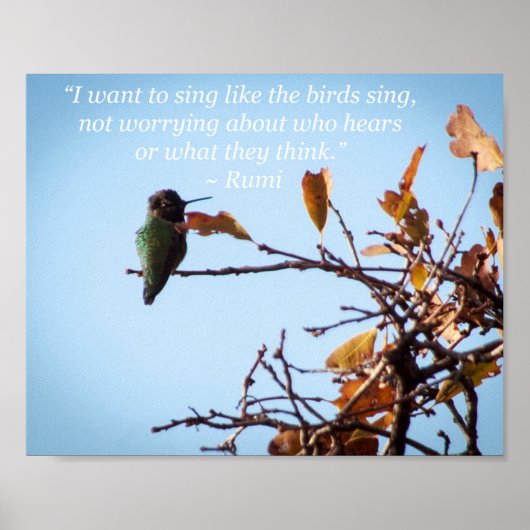 Rumi Quote met Hummingbird Poster (Voorkant)