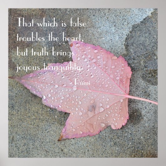 Rumi Quote Pink Leaf Poster (Voorkant)