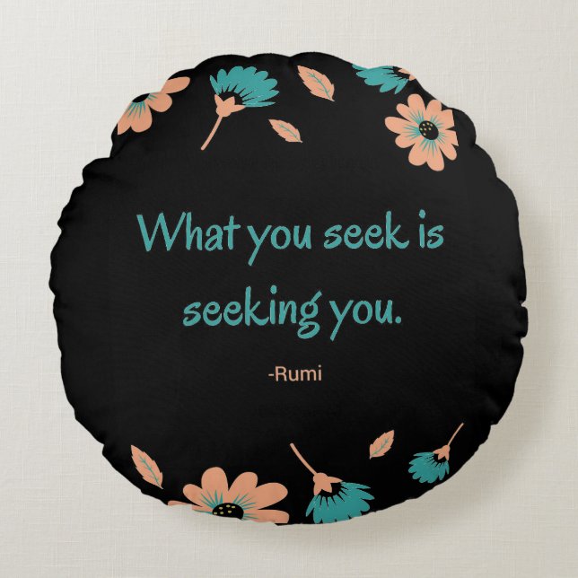 Rumi Seeking Quote Rond Kussen (Voorkant)