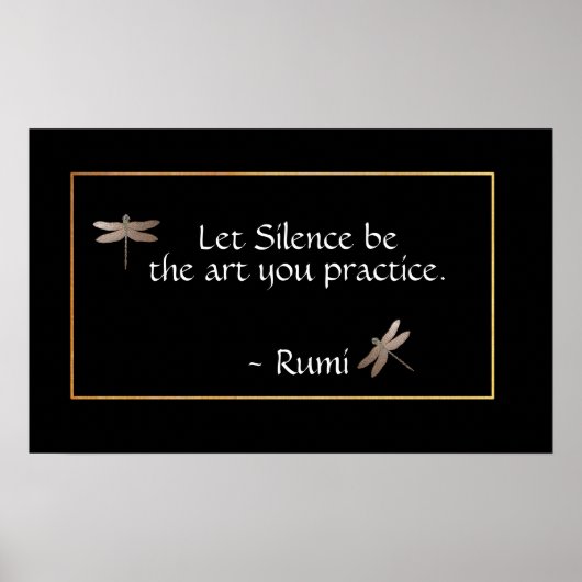 Rumi Silence Quote & Dragonfly Poster (Voorkant)