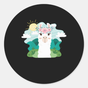 Ruminant Mammal Alpaca Guanaco Camel like Animal W Ronde Sticker