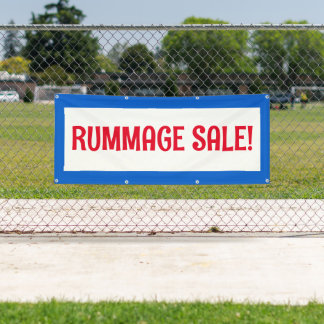 Rummage Sale! Rood wit en blauw banner