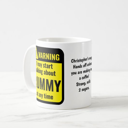 Rummy Funny Personalized Warning Koffiemok (Voorkant links)
