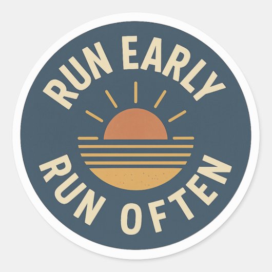 Run Early. Run Often. – Vintage Running Sticker (Devant)