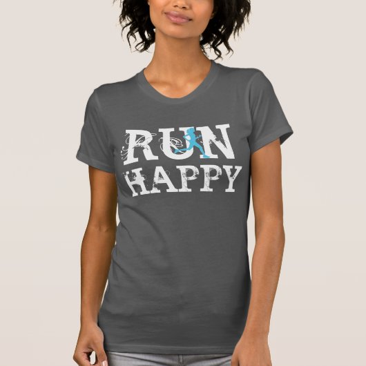 RUN HAPPY grappig lopend shirt (Voorkant)