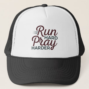 Run Hard Pray Harder Running Runner Christelijk Trucker Pet