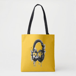 RUN Headphones Street Art Sticker Draagtas