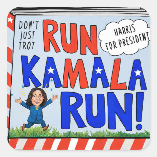 Run Kamala Run (voor President) 2024 Vierkante Sticker