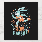 Run Konijn Marathon Runner Bunny Leuk Wijn Etiket (Enkel label)