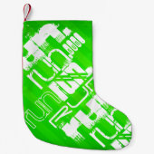 Run; Neon Green Stripes Kleine Kerstsok (Voorkant)