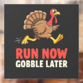 Run Now Gobble Later Turkije Runner Marathon Raamsticker (Vel 2)