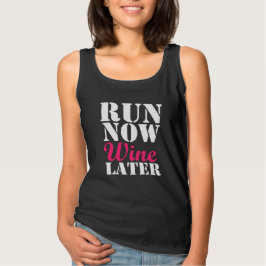 Run Now Wine Later grappige marathon T-shirt