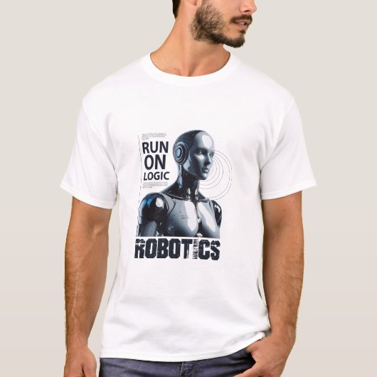 Run On Logic" Humanoïde Robot T-shirt | Grappig Pr (Voorkant)