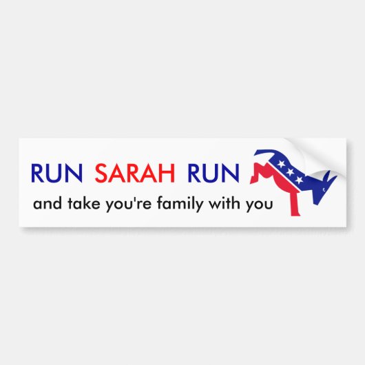 Run Sarah Run Bumpersticker (Voorkant)