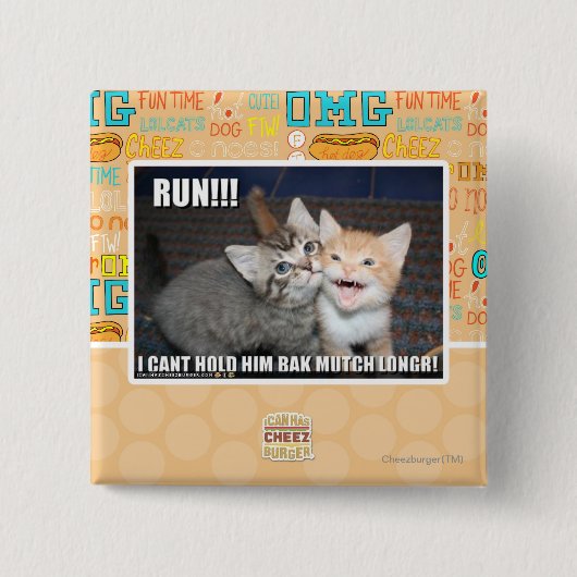 RUN!! VIERKANTE BUTTON 5,1 CM (Voorkant)