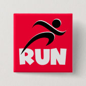 RUN White Vierkante Button 5,1 Cm (Voorkant)