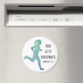 "run with endance"-Girl Runner Magnet Magneet (Insitu (Vaatwasser))