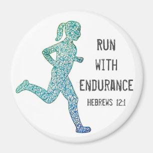 "run with endance"-Girl Runner Magnet Magneet
