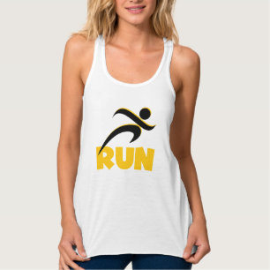 RUN Yellow Fitness Running Athletic Tanktop