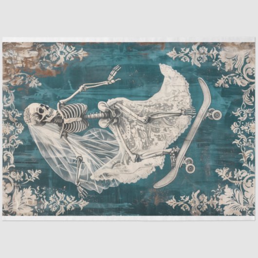 Runaway bruid bruiloft gotische skelet decoupage tissuepapier (Voorkant)
