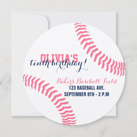 RUND BASEBALL BIRTHDAY INVITATION KAART (Voorkant)