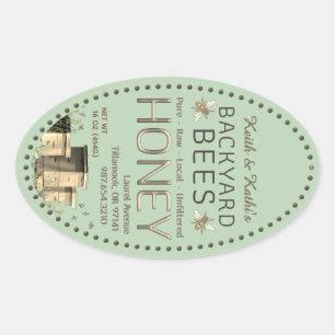 Rundbijenkasten en kleine bijen Garden Groen Ovale Sticker