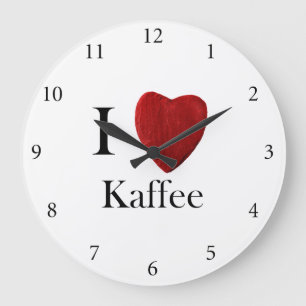 Runde Wanduhr Ich liebe Kaffee Grote Klok