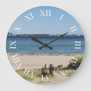 Runde Wanduhr römische Ziffern Strand und Meer Grote Klok