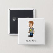 Runder Knopf - Männchen - personalisierbar Vierkante Button 5,1 Cm (Voorkant /achterkant)