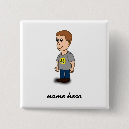 Runder Knopf - Männchen - personalisierbar Vierkante Button 5,1 Cm (Voorkant)