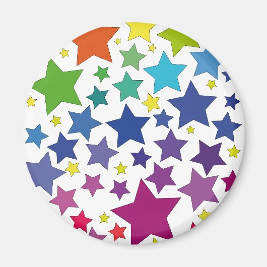 runder Magnet mit bunten Sternen Magneet (Voorkant)
