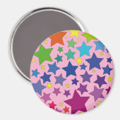 runder Magnet mit bunten Sternen Magneet (Voorkant / Achterkant)