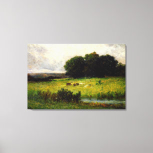 Runderen bij stroom - Edward Mitchell Bannister Canvas Afdruk