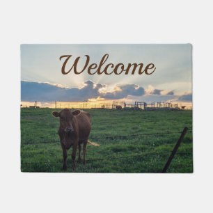 Rundvee Boerderij Zonsondergang Welkom Deurmat