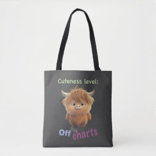 Rundvee Cuteness Level Leuk Schattig Funny Quote Draagtas