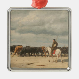 Rundvee naast het Zee (door Eugène Burnand) Metalen Ornament