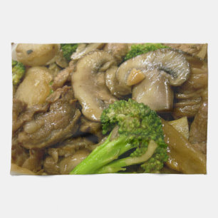 Rundvlees, broccoli en champignonbroed theedoek