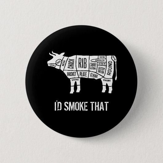 rundvlees Butcher Chef Cook Funny Smoke Ronde Button 5,7 Cm (Voorkant)