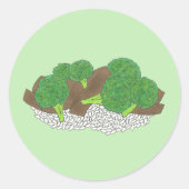 Rundvlees en Broccoli-Chinees Takeaway Takeout Foo Ronde Sticker (Voorkant)