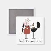 Rundvlees... Het is het koken van het diner! Grapp Magneet (Voorkant / Achterkant)