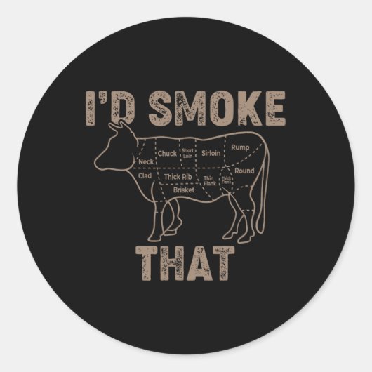 Rundvlees - Ik zou dat roken - BBQ Ronde Sticker (Voorkant)
