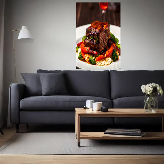 Rundvlees met rijst en groenten | AI Art Poster