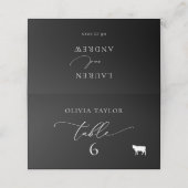 Rundvlees Zwart & Wit Minimalistisch Bruiloft Tafe (Buitenkant ongevouwen)