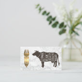 Rundvleesdiagram | Goud metaalgereedschap Visitekaartje (Staand voorkant)