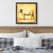 rundvleeskaart met genummerde deelstukken canvas afdruk (Insitu (Slaapkamer))