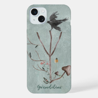 Rune Algiz avec branches et corbeau